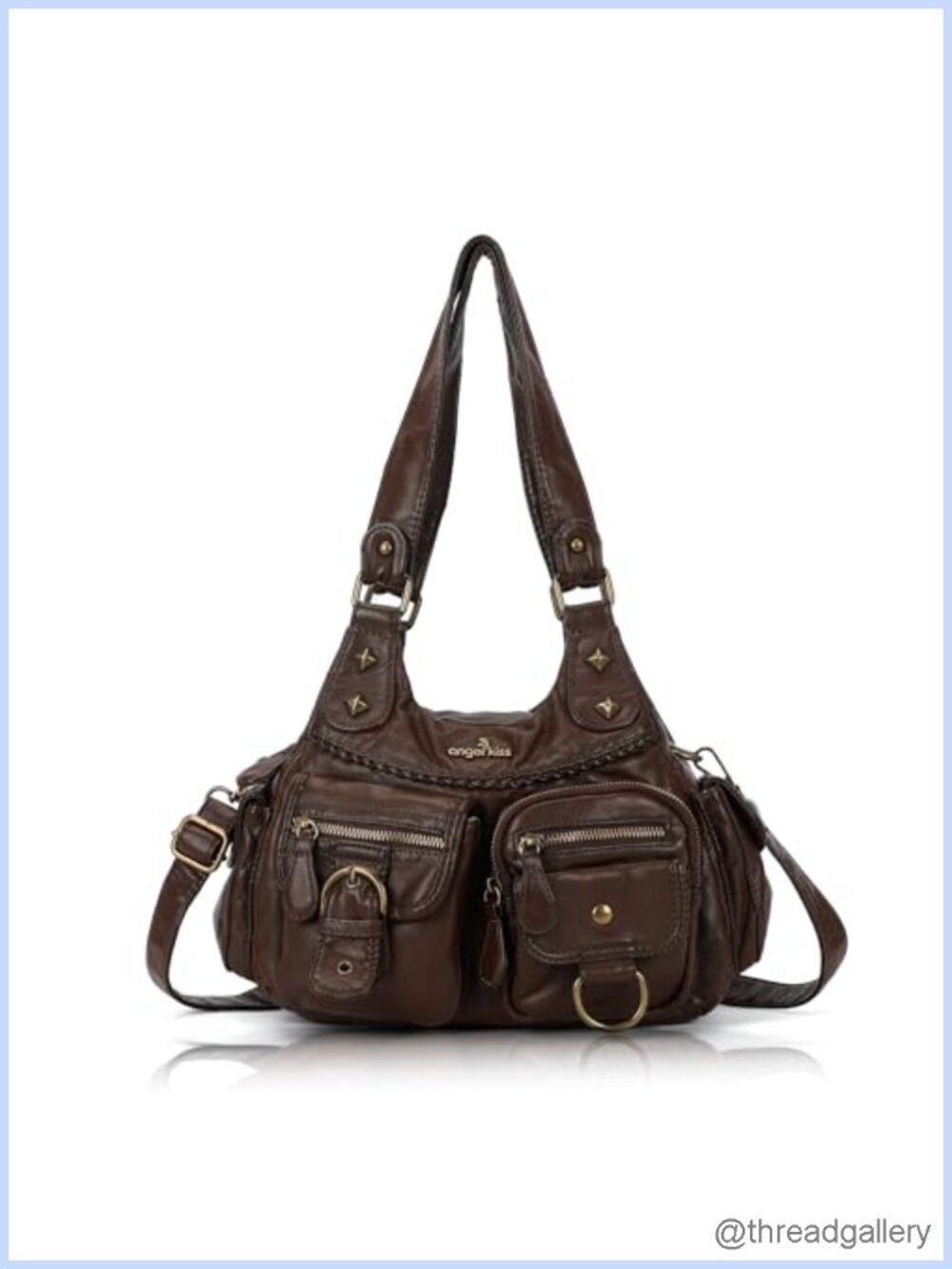 Vegan Leather Hobo Shoulder Bag Crossbody Purse Multiple Pockets